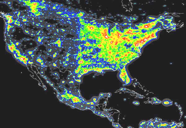 Light Pollution Map of US